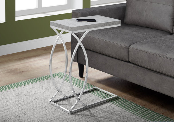 I 3185 Accent Table - Grey Cement With Chrome Metal - Furniture Depot (7881111404792)