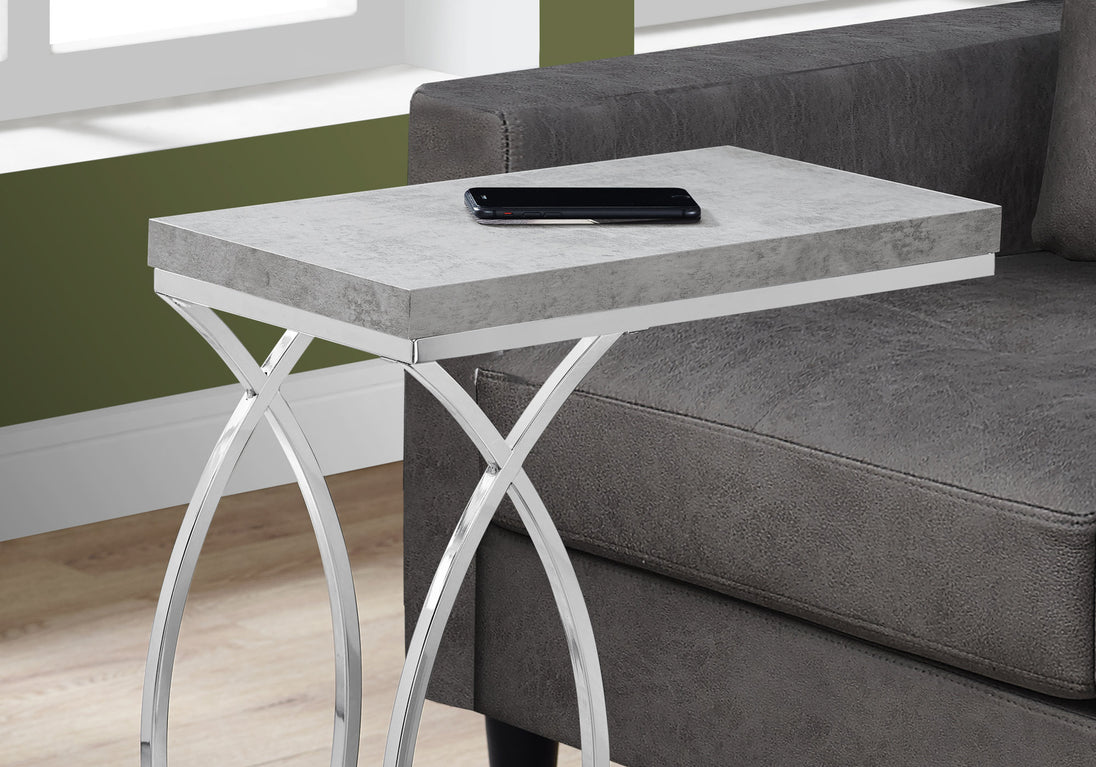 I 3185 Accent Table - Grey Cement With Chrome Metal - Furniture Depot (7881111404792)