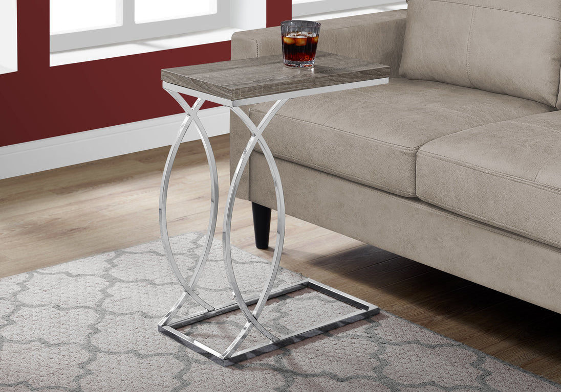 I 3186 Accent Table - Dark Taupe With Chrome Metal - Furniture Depot (7881111437560)