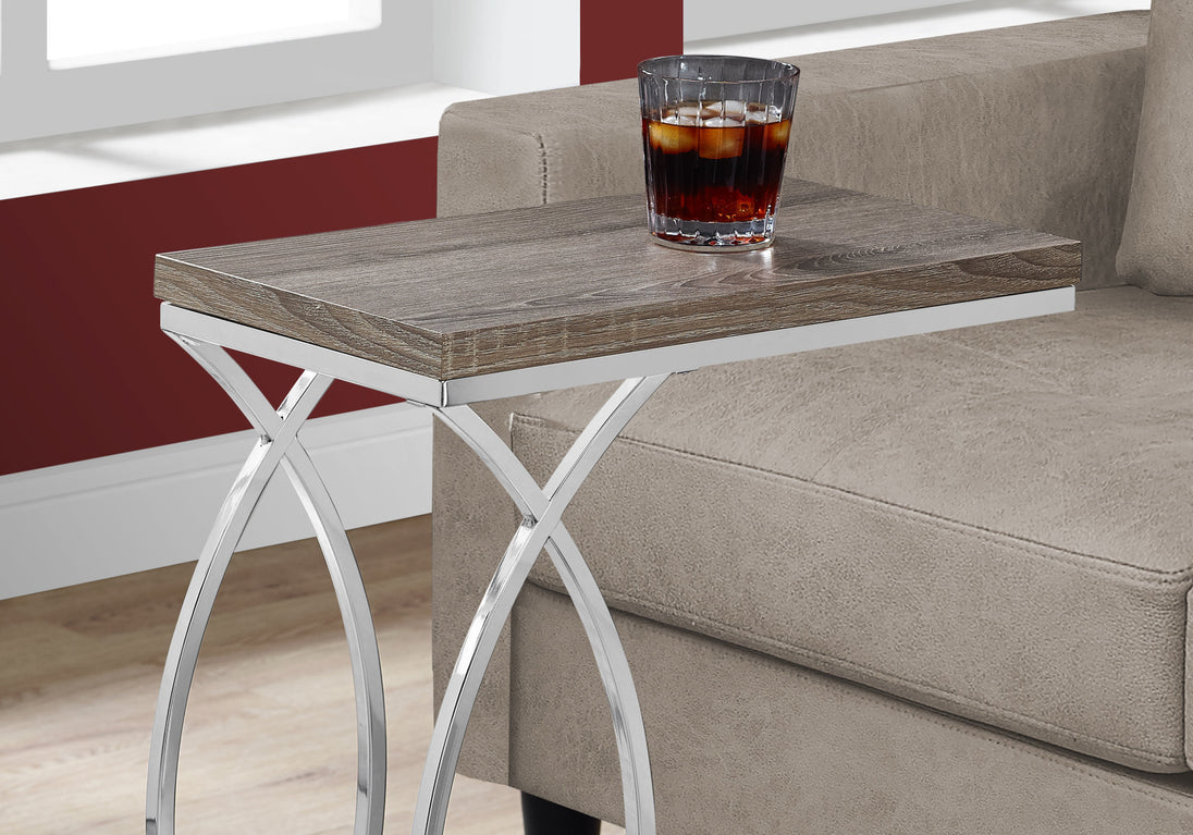 I 3186 Accent Table - Dark Taupe With Chrome Metal - Furniture Depot (7881111437560)