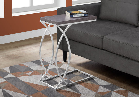 I 3187 Accent Table - Grey With Chrome Metal - Furniture Depot (7881111470328)