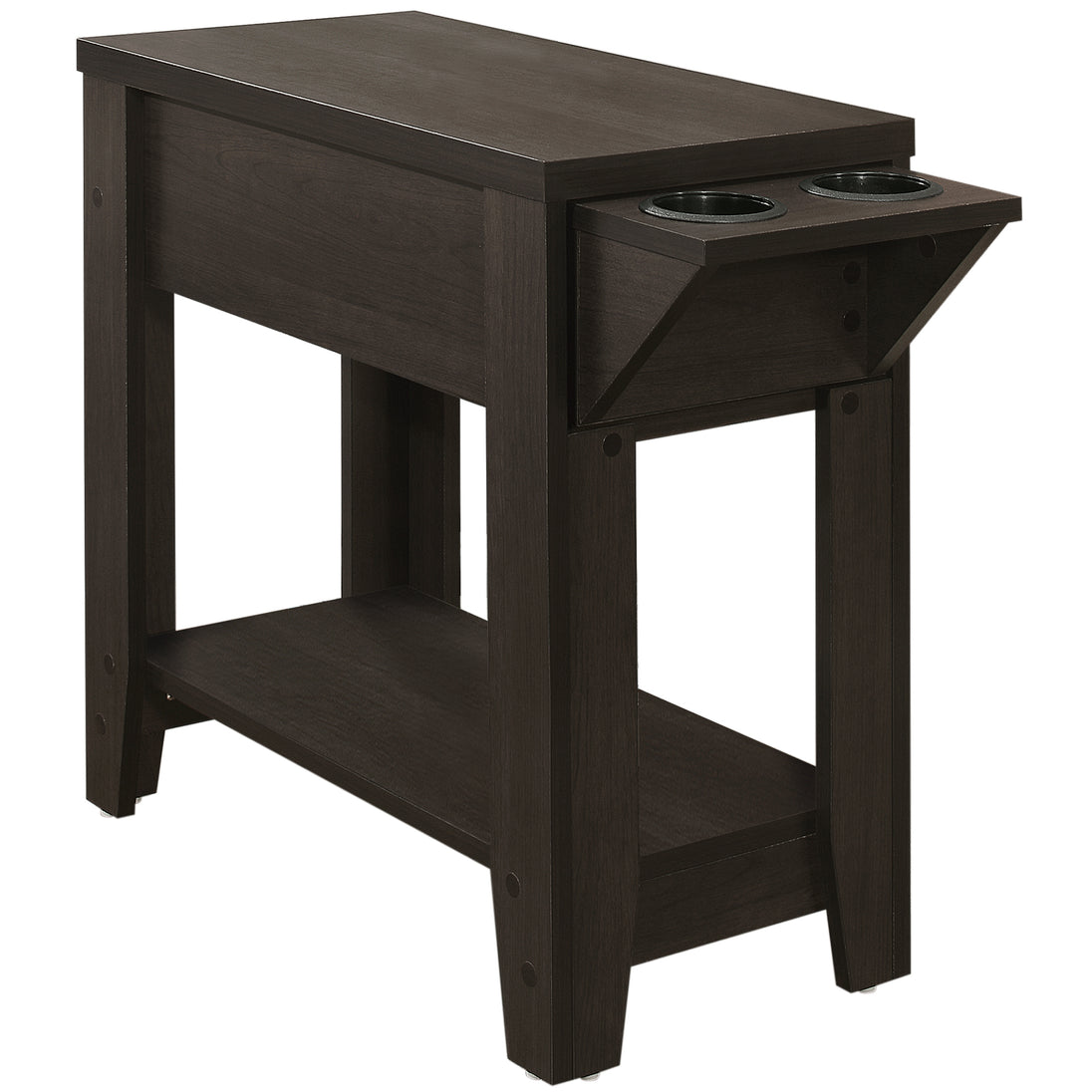 I 3197 Accent Table - 23"H / Espresso With A Glass Holder - Furniture Depot (7881111601400)