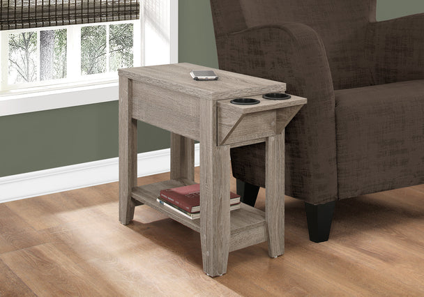 I 3198 Accent Table - 23"H / Dark Taupe With A Glass Holder - Furniture Depot