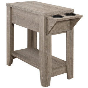 I 3198 Accent Table - 23"H / Dark Taupe With A Glass Holder - Furniture Depot