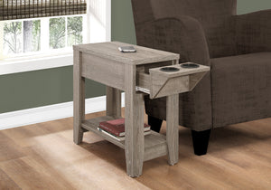 I 3198 Accent Table - 23"H / Dark Taupe With A Glass Holder - Furniture Depot