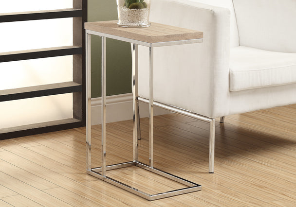 I 3203 Accent Table - Natural With Chrome Metal - Furniture Depot