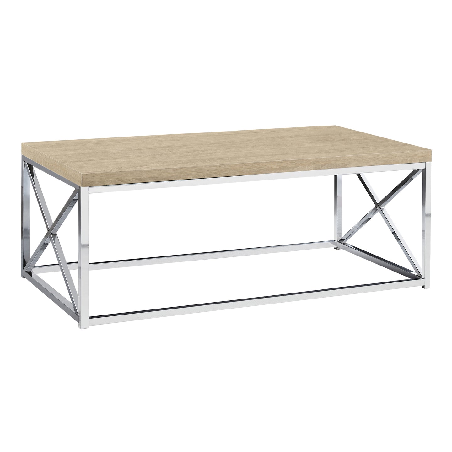 I 3208 Coffee Table - Natural With Chrome Metal - Furniture Depot (7881111732472)