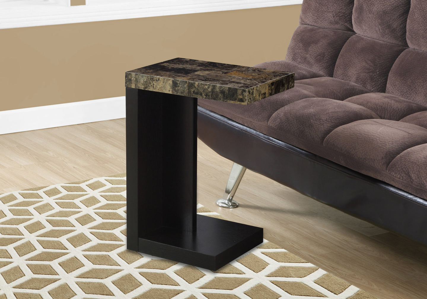 I 3212 Accent Table - Espresso / Marble-Look Top - Furniture Depot (7881111765240)