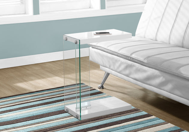 I 3215 Accent Table - Glossy White With Tempered Glass - Furniture Depot (7881111798008)