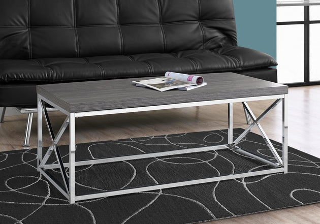 I 3225 Coffee Table - Grey With Chrome Metal - Furniture Depot (7881111830776)