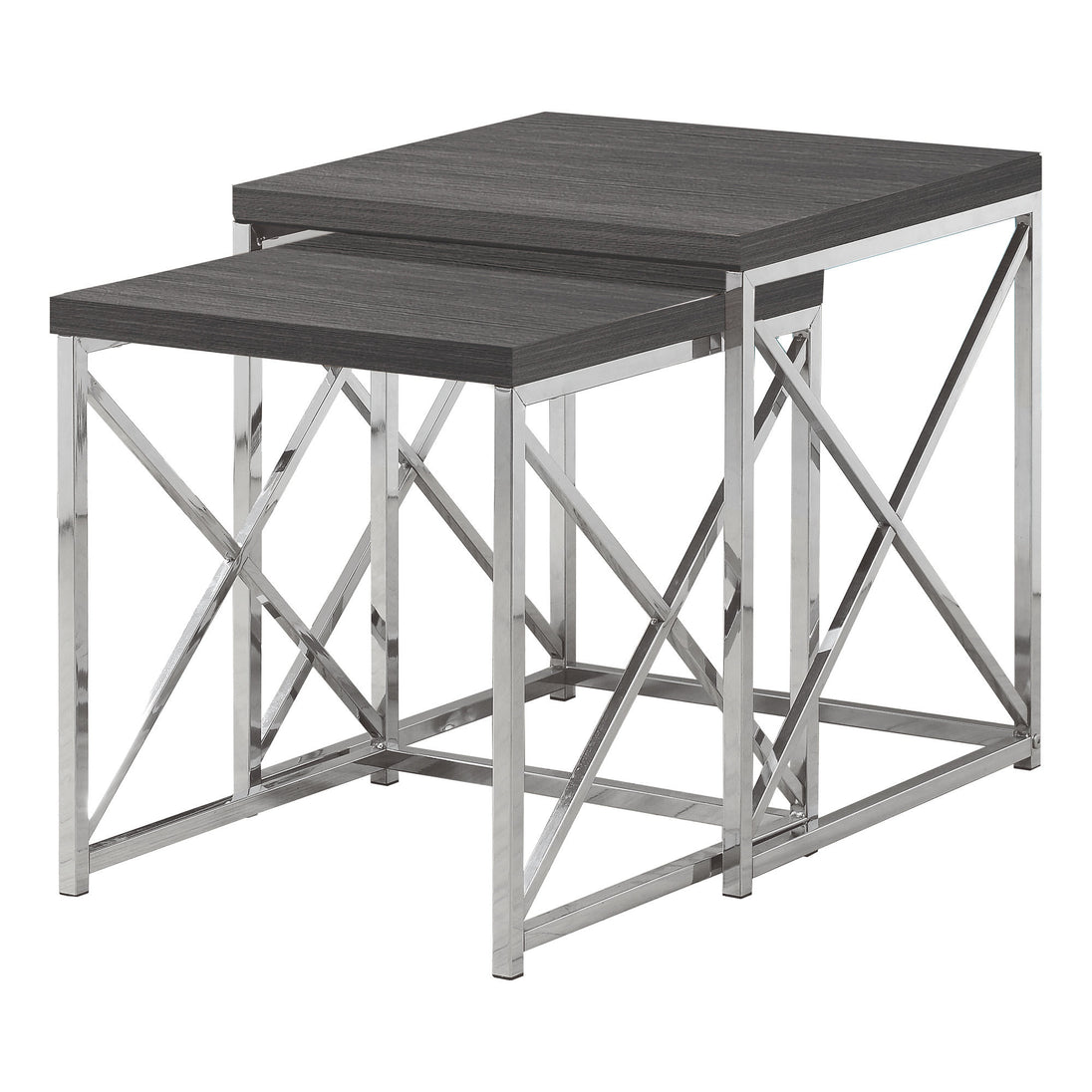 I 3226 Nesting Table - 2pcs Set / Grey With Chrome Metal - Furniture Depot (7881111863544)