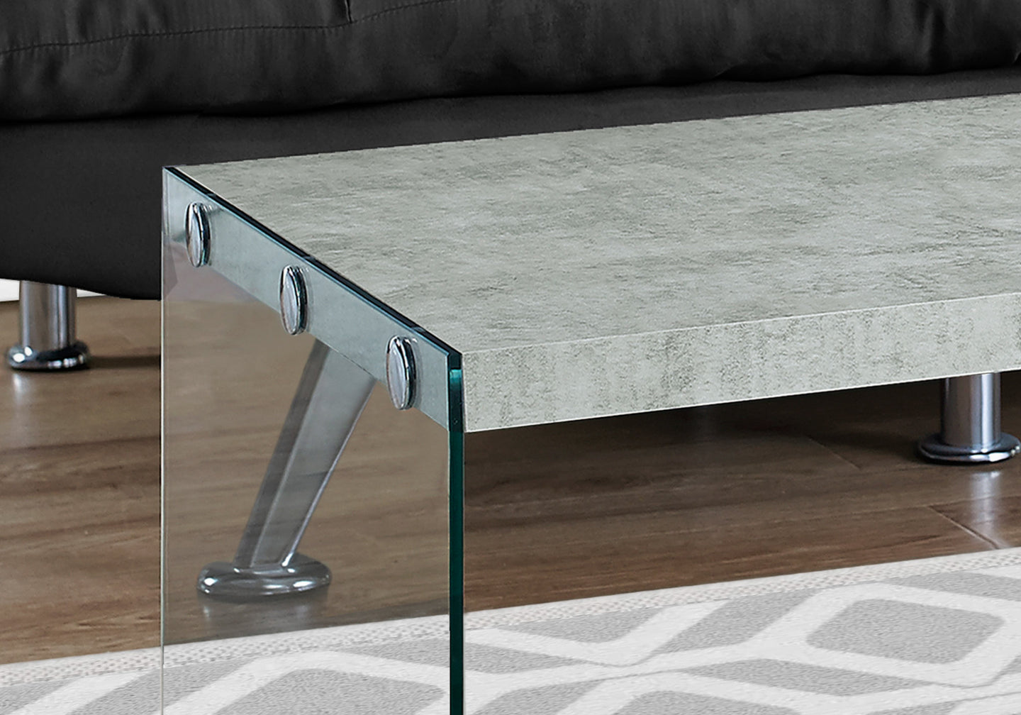 I 3230 Coffee Table - Grey Cement With Tempered Glass - Furniture Depot (7881111961848)