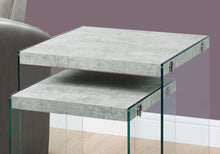 Load image into Gallery viewer, I 3231 Nesting Table - 2pcs Set / Grey Cement / Tempered Glass - Furniture Depot