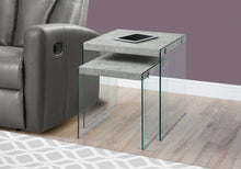 Load image into Gallery viewer, I 3231 Nesting Table - 2pcs Set / Grey Cement / Tempered Glass - Furniture Depot
