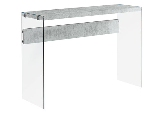 I 3232 Accent Table - 44"L / Grey Cement / Tempered Glass - Furniture Depot