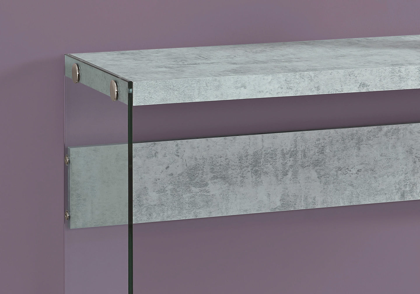 I 3232 Accent Table - 44"L / Grey Cement / Tempered Glass - Furniture Depot