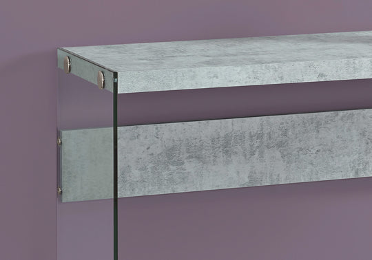 I 3232 Accent Table - 44"L / Grey Cement / Tempered Glass - Furniture Depot