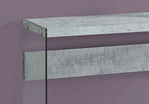 I 3232 Accent Table - 44"L / Grey Cement / Tempered Glass - Furniture Depot