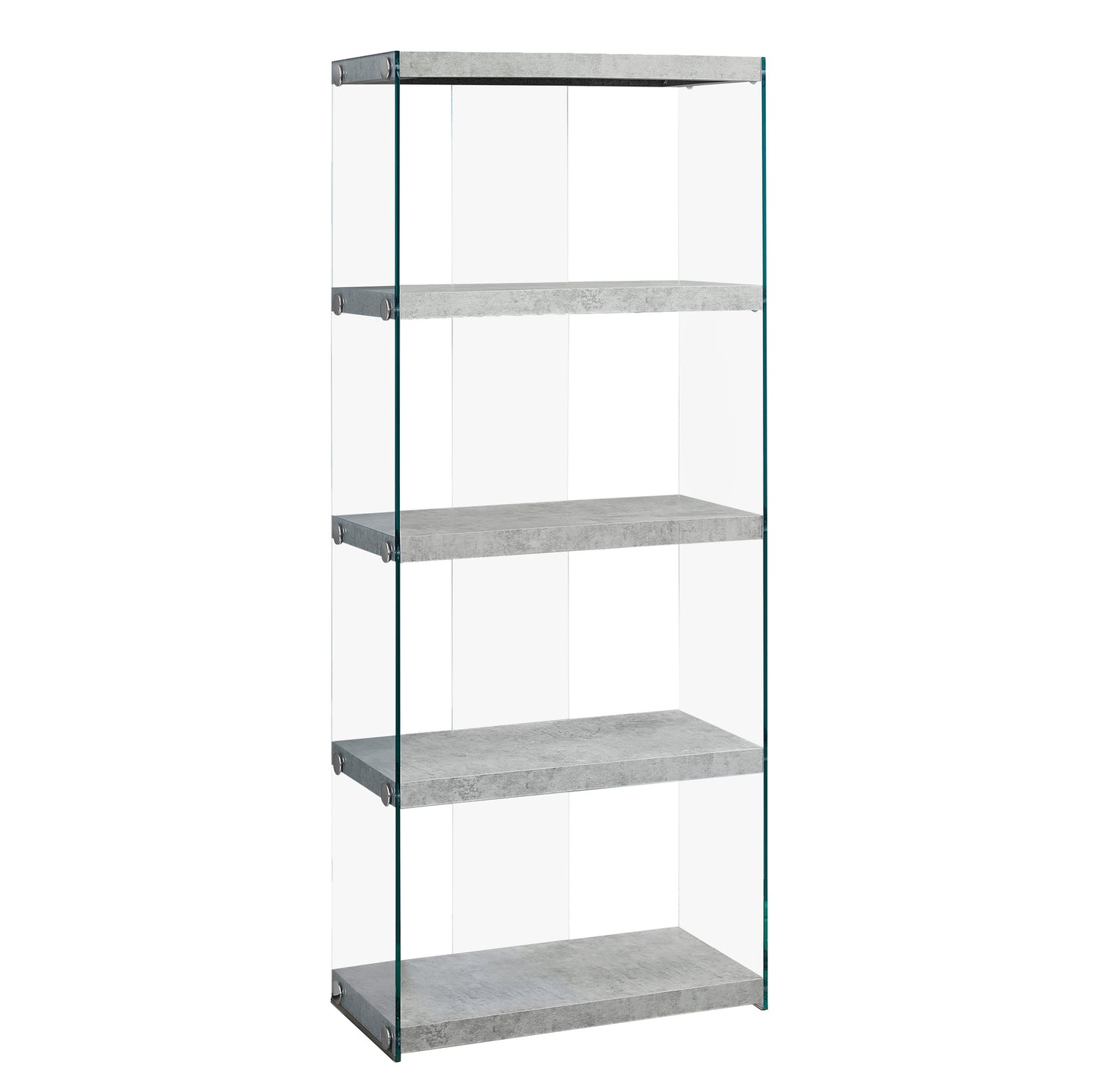 I 3233 Bookcase - 60"H / Grey Cement With Tempered Glass - Furniture Depot (7881112060152)
