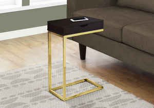 I 3236 Accent Table - Espresso / Gold Metal With A Drawer - Furniture Depot (7881112092920)