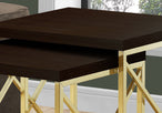 I 3237 Nesting Table - 2pcs Set / Espresso / Gold Metal - Furniture Depot (7881112158456)