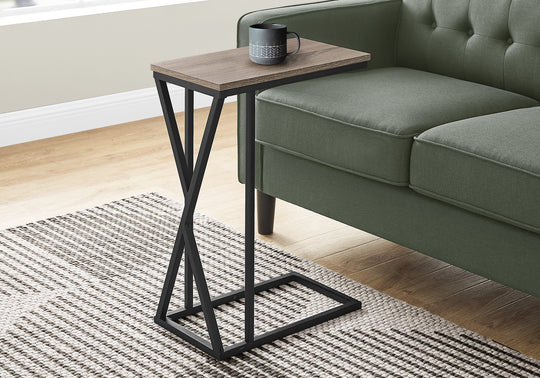 I 3249 Accent Table - 25"H / Dark Taupe / Black Metal - Furniture Depot (7881112289528)