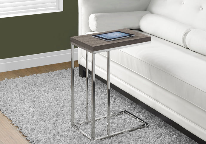 I 3253 Accent Table - Dark Taupe With Chrome Metal - Furniture Depot (7881112387832)