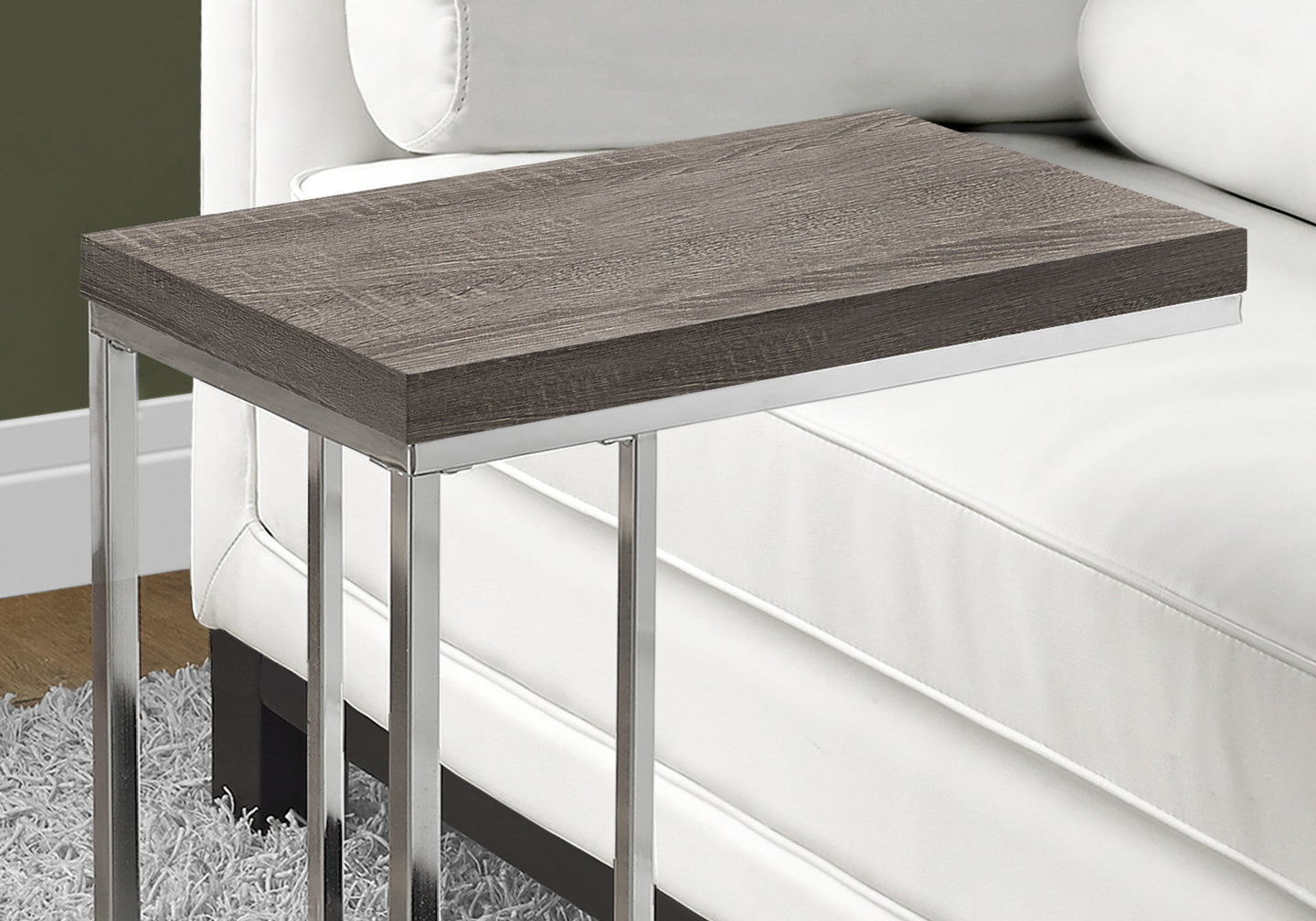 I 3253 Accent Table - Dark Taupe With Chrome Metal - Furniture Depot (7881112387832)