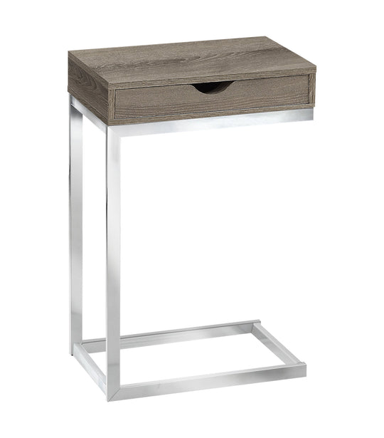 I 3254 Accent Table - Chrome Metal / Dark Taupe With A Drawer - Furniture Depot (7881112420600)