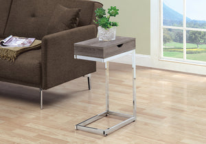 I 3254 Accent Table - Chrome Metal / Dark Taupe With A Drawer - Furniture Depot (7881112420600)
