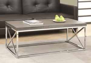 I 3258 Coffee Table - Dark Taupe With Chrome Metal - Furniture Depot (7881112518904)