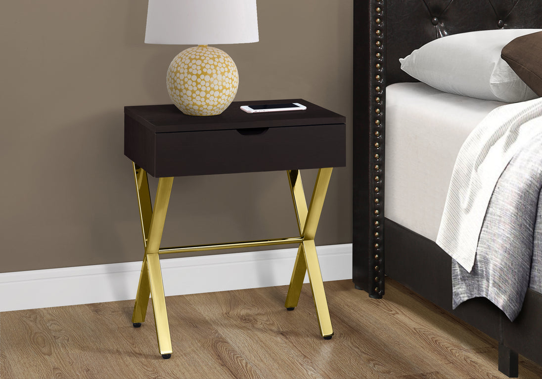 I 3261 Accent Table - 24"H / Espresso / Gold Metal - Furniture Depot (7881112617208)