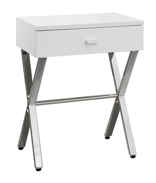 I 3262 Accent Table - 24"H / Glossy White / Chrome Metal - Furniture Depot (7881112649976)