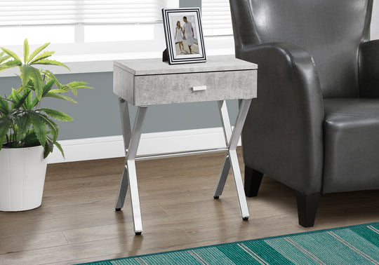 I 3264 Accent Table - 24"H / Grey Cement / Chrome Metal - Furniture Depot (7881112748280)