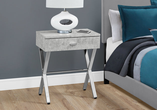 I 3264 Accent Table - 24"H / Grey Cement / Chrome Metal - Furniture Depot (7881112748280)