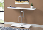 I 3266 Accent Table - 48"L / Glossy White / Chrome Metal - Furniture Depot (7881112781048)
