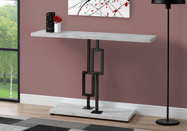 I 3267 Accent Table - 48"L / Grey Cement / Black Nickel Metal - Furniture Depot (7881112813816)