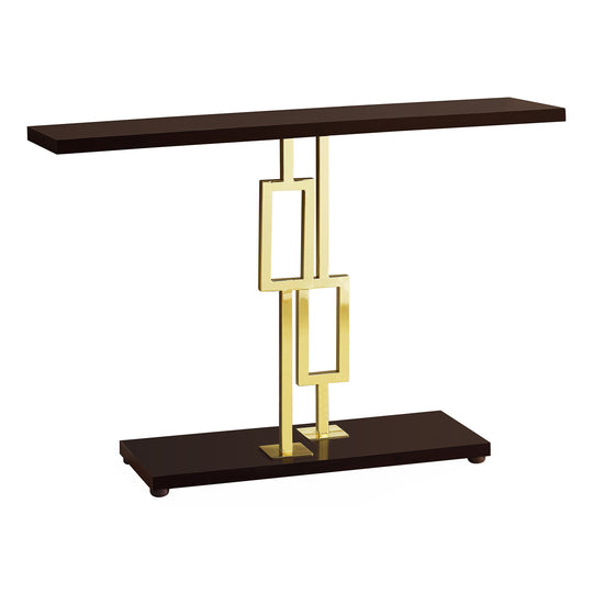 I 3269 Accent Table - 48"L / Espresso / Gold Metal - Furniture Depot (7881112846584)