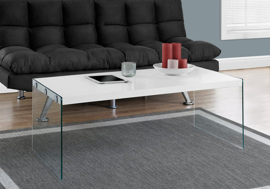 I 3286 Coffee Table - Glossy White With Tempered Glass - Furniture Depot (7881113075960)