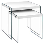 I 3287 Nesting Table - 2pcs Set / Glossy White / Tempered Glass - Furniture Depot (7881113108728)