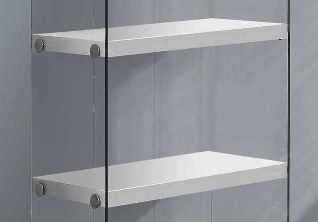 I 3289 Bookcase - 60"H / Glossy White With Tempered Glass - Furniture Depot (7881113239800)