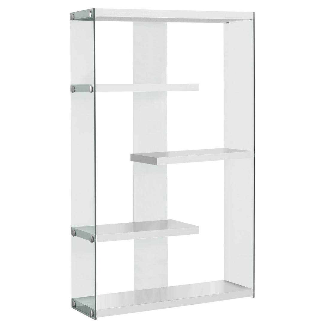 I 3290 Bookcase - 60"H / Glossy White With Tempered Glass - Furniture Depot (7881113272568)