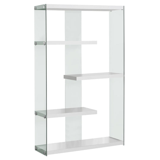 I 3290 Bookcase - 60"H / Glossy White With Tempered Glass - Furniture Depot (7881113272568)