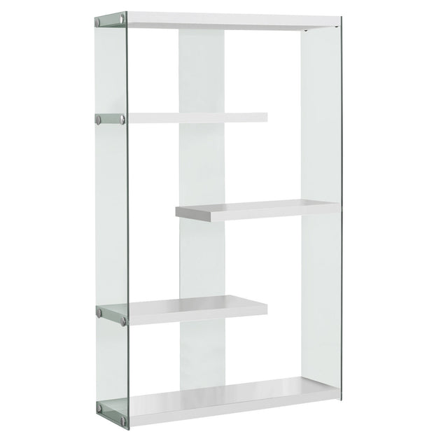 I 3290 Bookcase - 60"H / Glossy White With Tempered Glass - Furniture Depot (7881113272568)