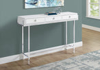 I 3297 Accent Table - 48"L / Glossy White / Chrome Metal - Furniture Depot (7881113338104)