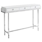 I 3297 Accent Table - 48"L / Glossy White / Chrome Metal - Furniture Depot (7881113338104)