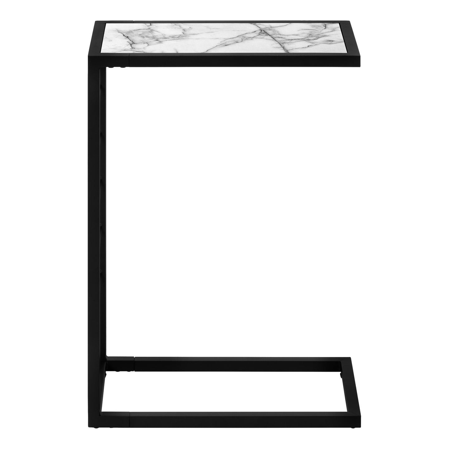 I 3300 Accent Table - 25"H / White Marble-Look / Black Metal - Furniture Depot (7881113403640)