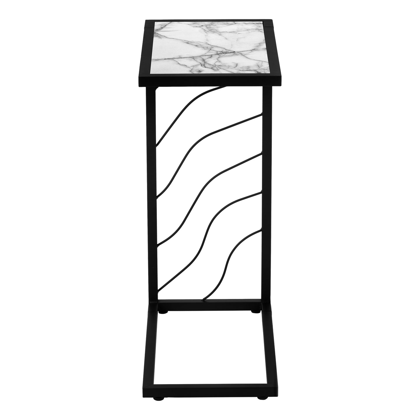 I 3300 Accent Table - 25"H / White Marble-Look / Black Metal - Furniture Depot (7881113403640)