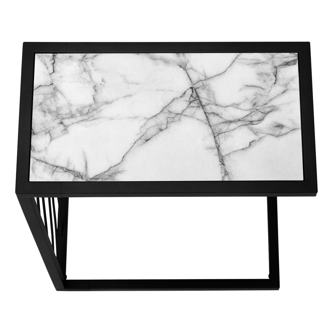 I 3300 Accent Table - 25"H / White Marble-Look / Black Metal - Furniture Depot (7881113403640)