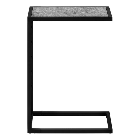 I 3301 Accent Table - 25"H / Grey Stone-Look / Black Metal - Furniture Depot (7881113436408)